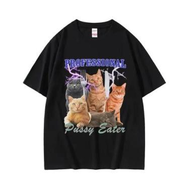 Imagem de Camiseta Masculina Oversized Engraçada Para Amantes De Gatos, 100% Alg