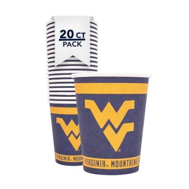 Imagem de Desert Cactus Copos de papel da West Virginia University WVU Mountaineers 20 unidades 255 g Copos de bebida fria para portas traseiras, formatura e eventos (Design A)