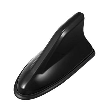 Imagem de X AUTOHAUX Antena aérea de teto de carro autoadesiva em forma de barbatana de tubarão decorativa AM/FM antena de sinal de rádio preto brilhante