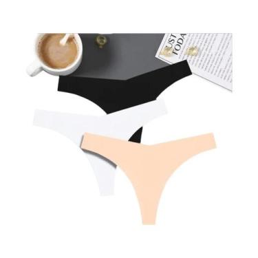 Imagem de Calcinhas De Seda Gelada Sem Costura Para Mulheres 3PCS V-Cintura Baix