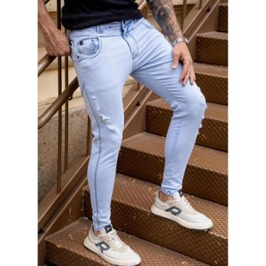 Imagem de Calça Jeans Skinny Azul Clara Cós Duplo Streetwear Premium-Masculino