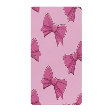 Imagem de Blueangle Lençol de berço padrão para berço infantil - Lençóis de algodão macio e respirável com laços rosa fofos (636)