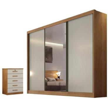 Imagem de Guarda Roupa Casal Duna com Espelho e Gaveteiro Suiça Cumaru 25 Fendi 