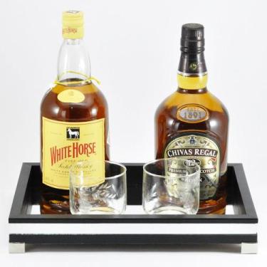 Imagem de Bandeja -M LUXO- Lavabo Banheiro Espelhada Pés metal Madeira cor PRETA