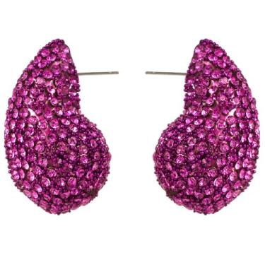 Imagem de Brincos de argola grossos com strass para mulheres, brincos de formatura, brincos de gota de água cintilante, joias duplas, vestidos de formatura 2024, Metal, Sem pedra preciosa