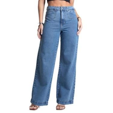 Imagem de Calça Jeans Sawary Wide Leg Petit - 281754 - Azul medio 44, Azul, 44
