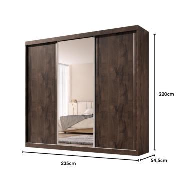 Imagem de Guarda Roupa Casal Sevilha 3 Pts Correr 6 Gav C/ Porta Espelho Inteiro Moldura Alumínio