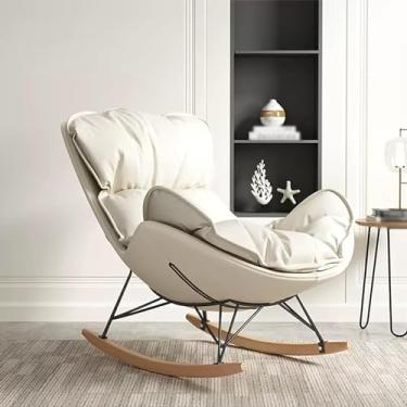 Imagem de Cadeira de balanço estofada moderna - Cadeira confortável para quarto, varanda ou acampamento ao ar livre - Poltrona ergonômica para relaxar