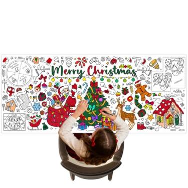 Imagem de Cartazes de Natal - Banner de arte de rabisco em branco para artigos de festa, folha de colorir de Natal para sala de aula, quarto de meninas, sala de estar, casa, dormitório, escola, sala de aula