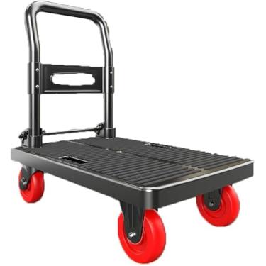 Imagem de Carrinho dobrável resistente, caminhão plataforma com capacidade de 500 kg com rodas giratórias, carrinho de mão portátil para armazenamento fácil, perfeito para movimento, garagem e uso em armazém