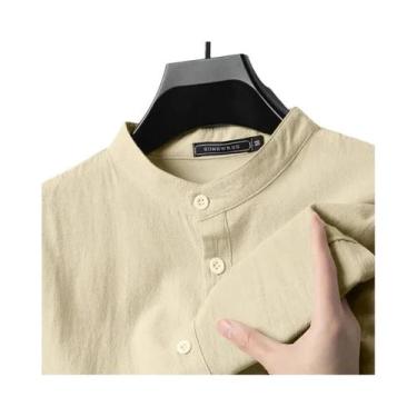 Imagem de Camisa Havaiana Masculina Leve De Linho E Algodão Com Manga Longa, Res