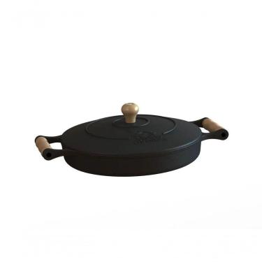 Imagem de Frigideira Ferro Fundido Com Tampa E Alças De Madeira 28 Cm.