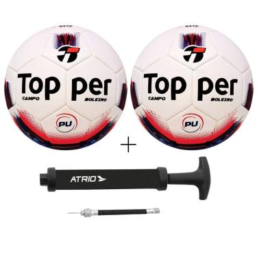 Imagem de Kit 02 Bola De Futebol Campo Topper Boleiro Hibrid+01 Bomba De Ar Atrio
