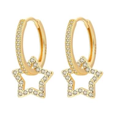 Imagem de Brincos De Argola Em Prata 925 Com Pérola E Estrela Para Mulheres, Bri