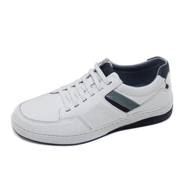 Imagem de Sapatênis Masculino Pierrô anatômico calce fácil couro legítimo cor branco-Masculino