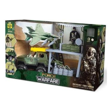 Imagem de Brinquedo Base Militar C/ Jipe Force Warfare Meninos - Samba Toys
