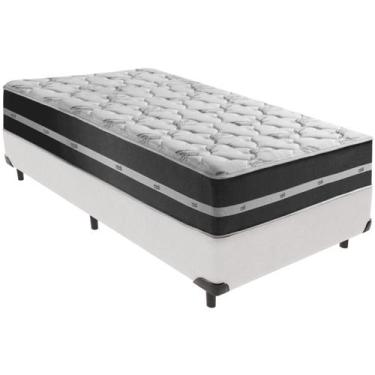 Imagem de Cama Box Branco e Colchão Classic Preto Molas ensacadas Solteiro Anjos