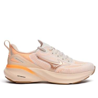 Imagem de Tênis Feminino Mizuno Glow 3 Knit Softierfoam Bege/Laranja, Bege, 38