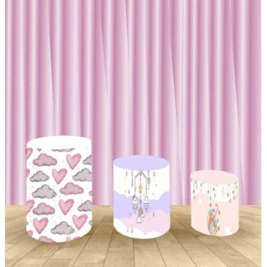 Imagem de Capa Para Trio De Mesas Cilindro Chuva de Amor Kit 3 Capas - Fantasia 