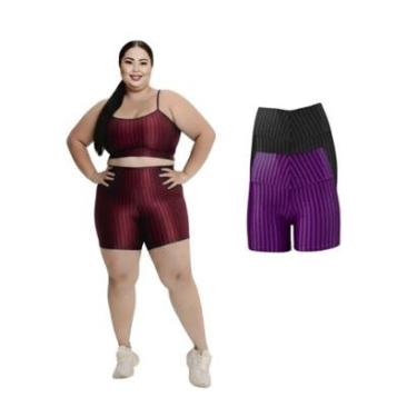 Imagem de Kit 2 Short Legging 3D Academia Fitness Feminino Plus Size-Feminino