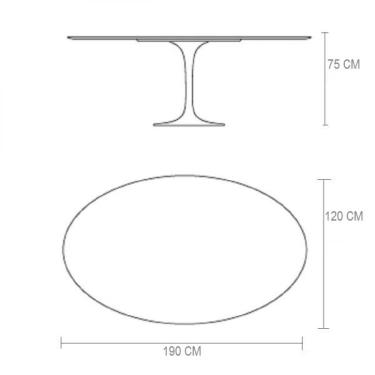 Imagem de Mesa De Jantar Tulipa Oval 190X120cm Tampo Freijó Preto