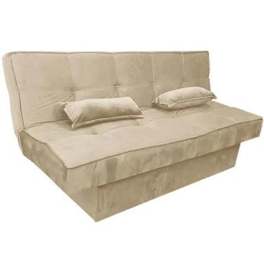 Imagem de Sofá Cama Zurich em Veludo com Baú 2 Lugares 182cm Luxury Cor Bege, Be