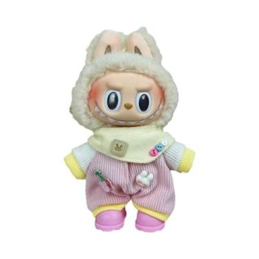 Imagem de 17cm mini boneca labubu brinquedo de algodão de pelúcia diy vestir rou