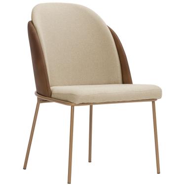 Imagem de Cadeira De Jantar Mila Aço Ouro.f Corano Marrom/lona Bege - Nexta Casa