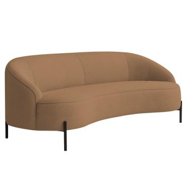 Imagem de Sofá Curvo Porto 03 Lugares 180cm Pés Preto Bouclé Terracota - Nexta Casa