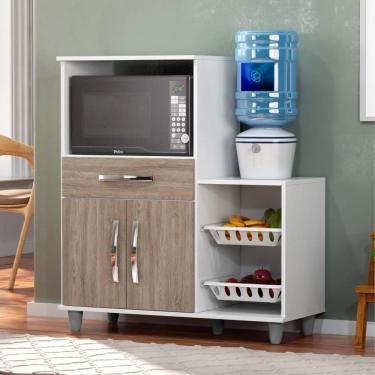 Imagem de Armário Multiuso Irlanda Com Fruteira Branco/castanho - Lumil Móveis