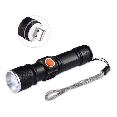 Imagem de Lanterna Tática com Zoom e Recarga USB - Para Caça, Camping, Pesca e Segurança - 3 Modos de Luz