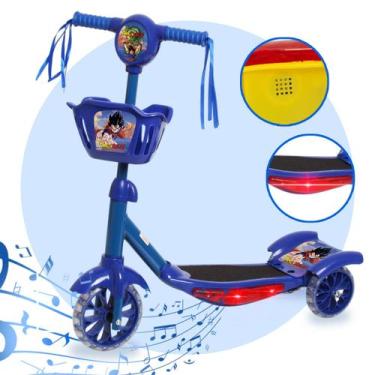 Imagem de Patinete Infantil Dobrável Com Cestinha LED Música 3 Rodas - Toys 2U