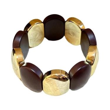 Imagem de Pulseiras De Resina Acrílica Vintage Para Mulheres Com Cordão Elástico