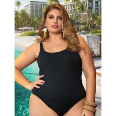 Imagem de Maiô Praia E Piscina Plus Size Com Alça Em Malha Jacquard - Marguerite