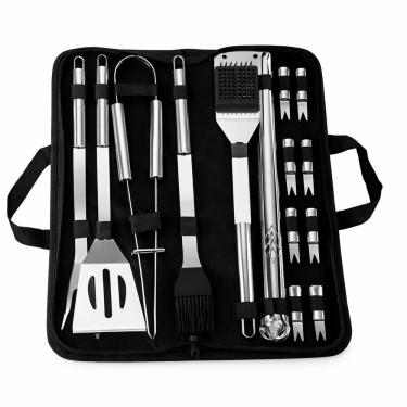 Imagem de Kit de Ferramentas para Churrasco 20 Peças Aço Inoxidável com Bolsa de Armazenamento para Camping Utimix