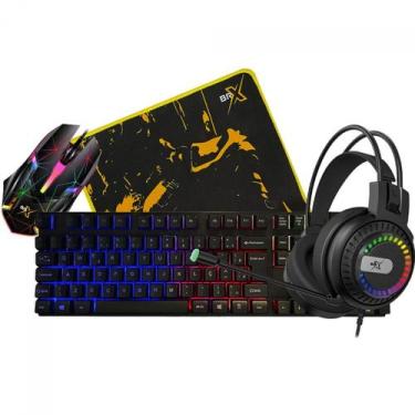 Imagem de Combo Gamer BRX 4 Em 1, Teclado, Mouse, Headset e Mousepad, CB-G059