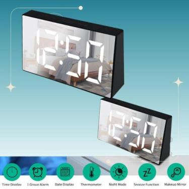 Imagem de Relógio de Mesa LED Com Espelho C/ Alarme Integrado - Genérico