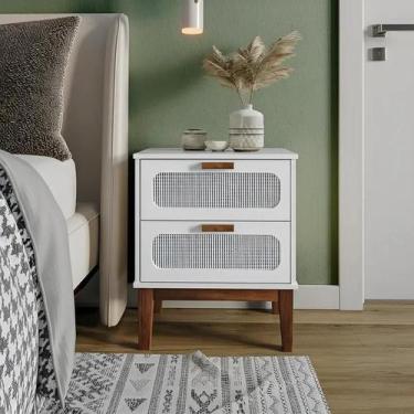 Imagem de Mesa de Cabeceira Santorini 2 Gavetas 45 Cm Branco - CONFFORT CASA