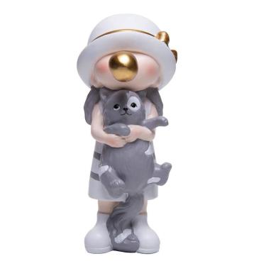 Imagem de Figura Decorativa Carinho Felino 8cm x 9,5cm x 18,5cm Polire