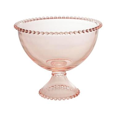 Imagem de Saladeira De Cristal Com Pé Ø21x19cm Pearl Rosa Wolff, Rosa, 1 Peça