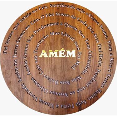 Imagem de Mandala Oração Pai Nosso em MDF Textura Mogno 60cm
