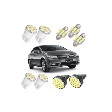 Imagem de Kit Lampadas Led Civic 2012 2013 Pingo Placa Teto Ré