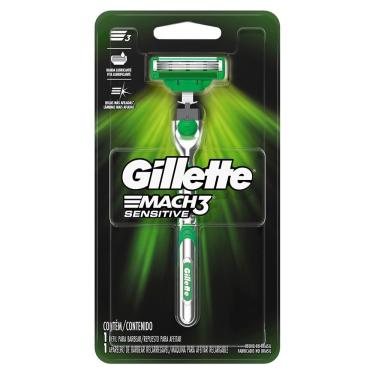 Imagem de Aparelho de Barbear Gillette Mach3 Sensitive Cabeça Móvel - 1 Carga