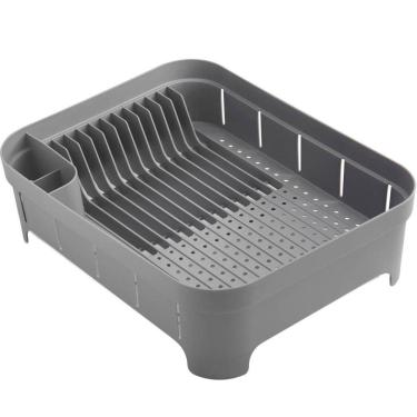 Imagem de Escorredor De Louça Pratos Plástico Porta Talheres Bancada Cinza