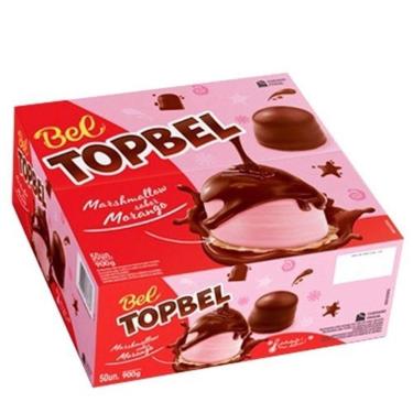 Imagem de Marshmallow Chocolate Top Bels Morango c/50 - Bel