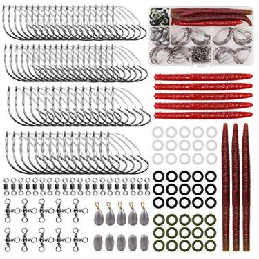 Imagem de Kit de gancho de minhoca Wacky Rig – 163 peças de piercing de piercing de pesca maluco para iscas artificiais macias