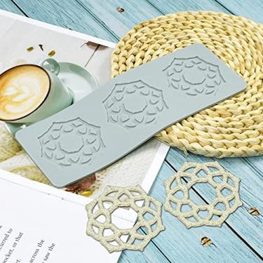 Imagem de Molde de silicone 3D multi padrão geométrico fondant almofada de renda bolo molde de silicone fondant molde de silicone fondant argila Mo cinza (F_8,6x3x0,1 polegadas)