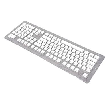 Imagem de Capas de teclas mecânicas, capas de teclas ergonômicas de 108 teclas, capas de teclado legais com ótima transmissão de luz, layout de teclas altas e baixas, para teclado de 61/87/104/108 teclas Branco