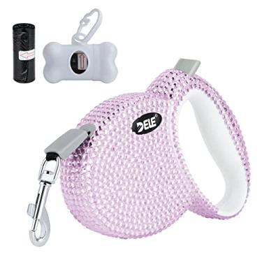 Imagem de eing Coleira retrátil para cães, coleira de passeio para animais de estimação com alça antiderrapante, fita de nylon forte, livre de emaranhamento de 360°, adequada para gatos pequenos e médios, dispensador de sacos de lixo de presente incluído, 3 m, rosa