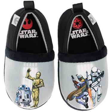 Imagem de STAR WARS Toddler Slippers, Mismatch A-Line Slipper,R2-D2 Stormtrooper Boba Fett C-3PO,Indoor Outdoor Slipper, Grey Black,Toddler Size 5/6